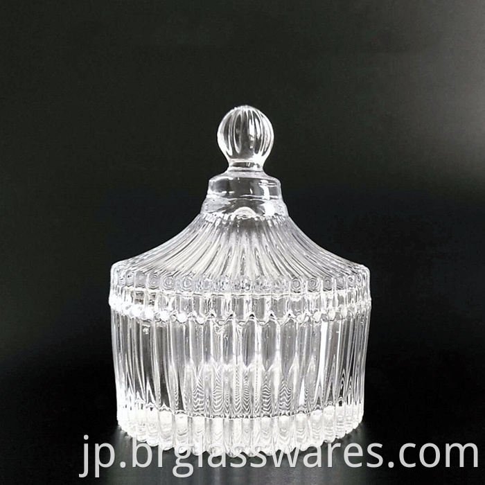 Frosted color ridged glass jars for candle